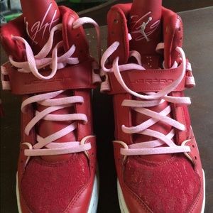 Red Jordan’s . Size 6.5 y . Good condition